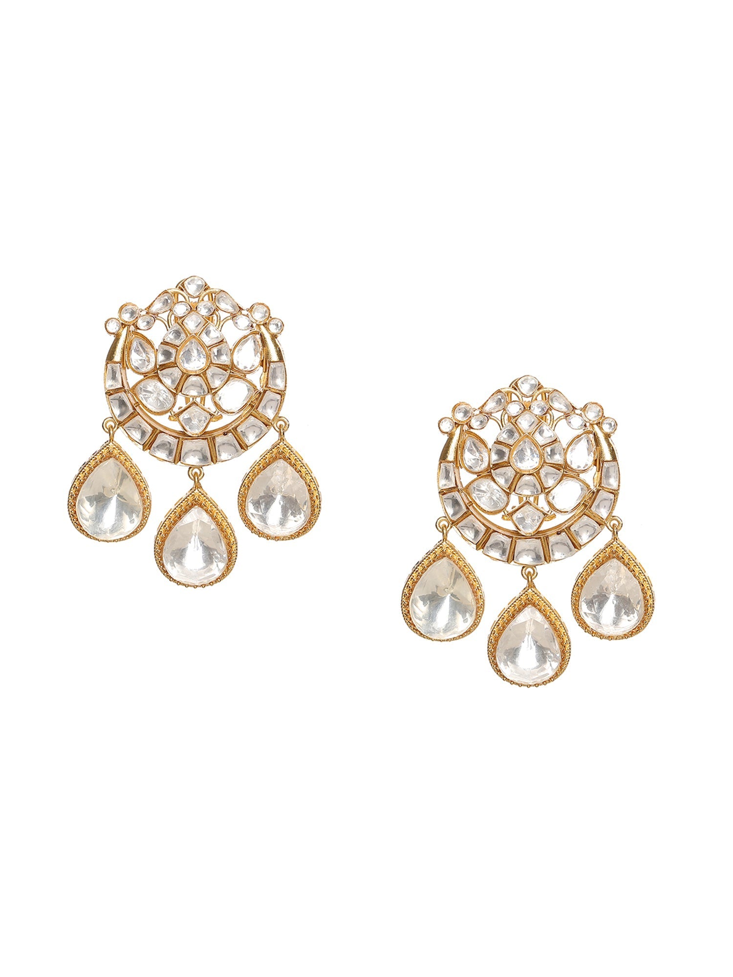 Chand Kundan Earrings with Teardrops - Ruby Raang - Distacart