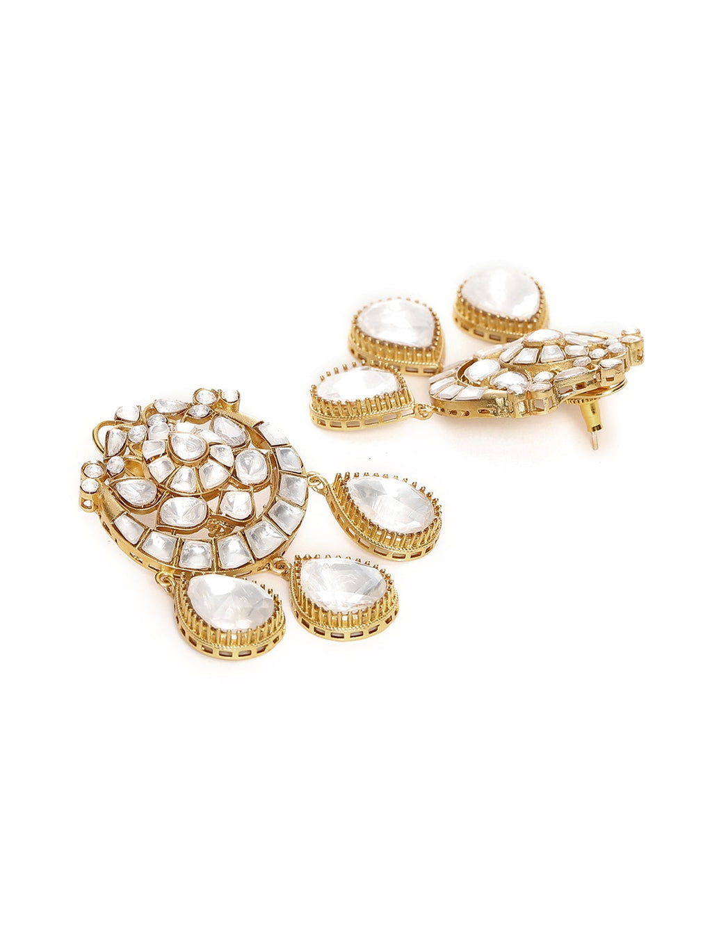 Chand Kundan Earrings with Teardrops - Ruby Raang - Distacart