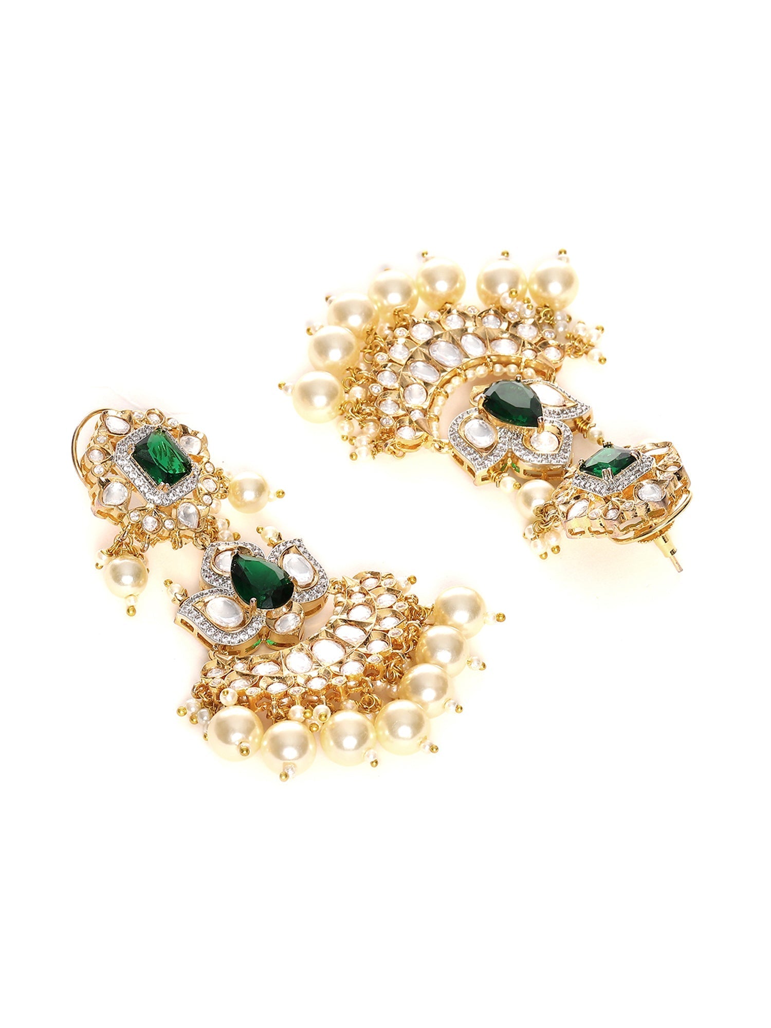 Dangler Kundan Earrings with Pearls - Ruby Raang - Distacart