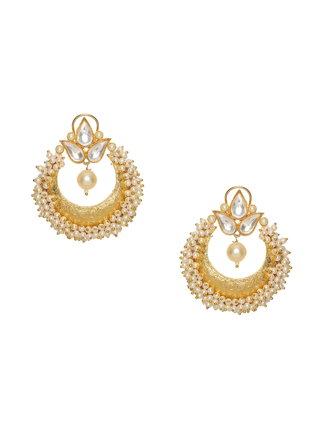 Chand and Teardrop Pearl Earrings - Ruby Raang - Distacart