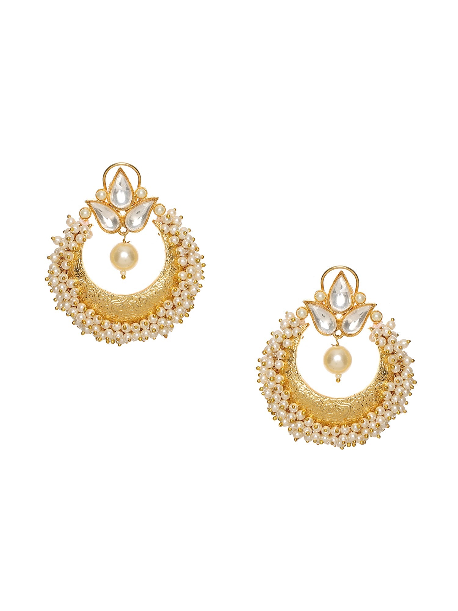 Chand and Teardrop Pearl Earrings - Ruby Raang - Distacart