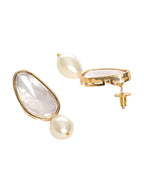Long Kundan Stud with Pearl Drop - Ruby Raang - Distacart