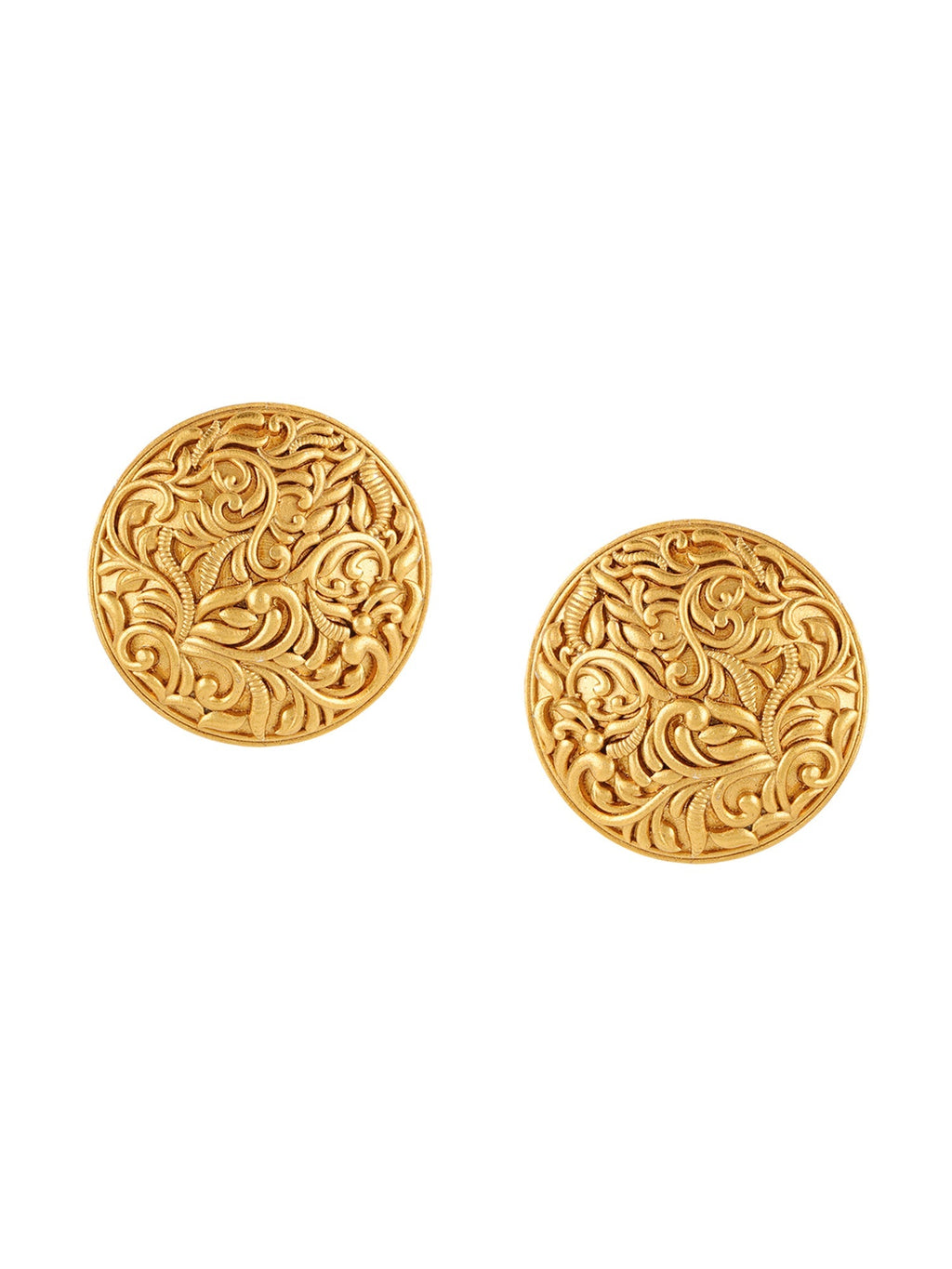 Round Golden Studs - Ruby Raang - Distacart