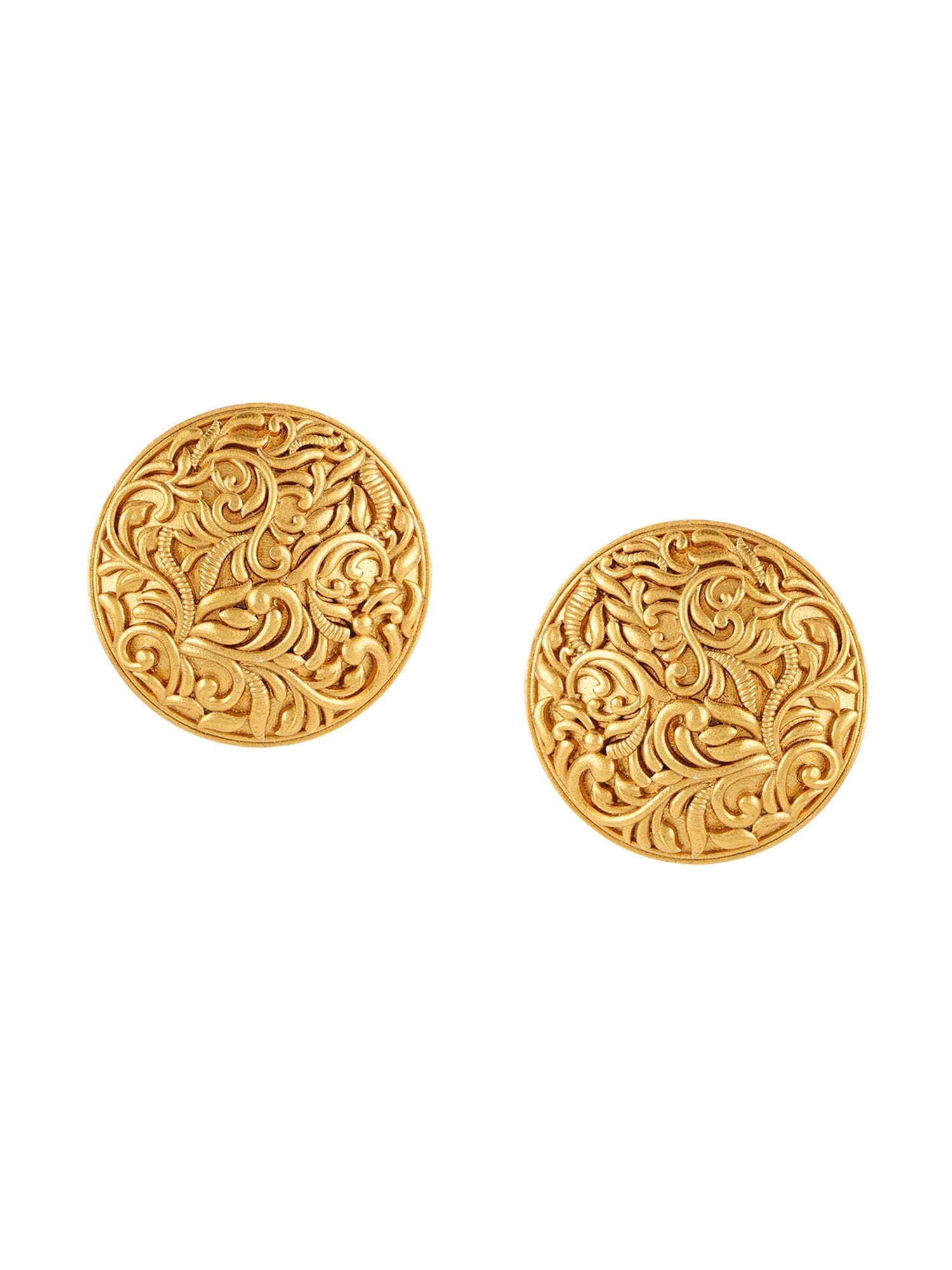 Round Golden Studs - Ruby Raang - Distacart