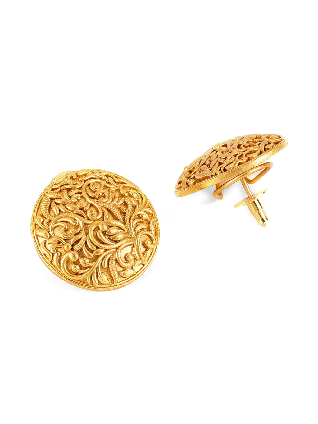 Round Golden Studs - Ruby Raang - Distacart