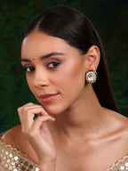 Meenakari Oversized Green Meenakari Studs - Ruby Raang - Distacart