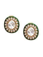 Meenakari Oversized Green Meenakari Studs - Ruby Raang - Distacart