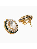 Meenakari Oversized Green Meenakari Studs - Ruby Raang - Distacart