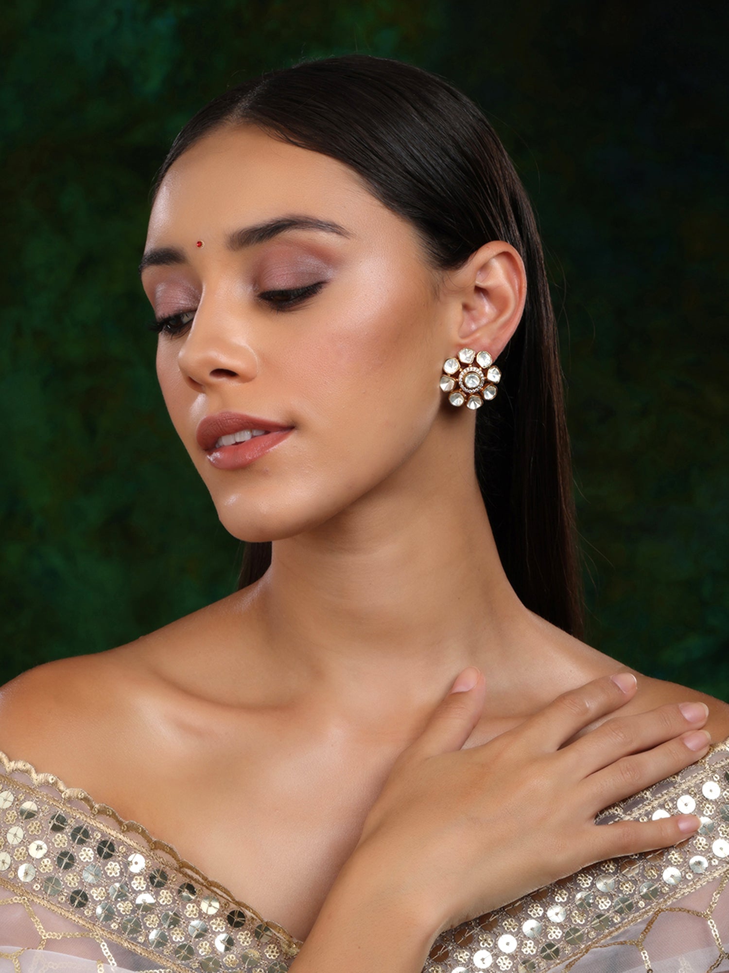 Oversized Kundan Studs - Ruby Raang - Distacart