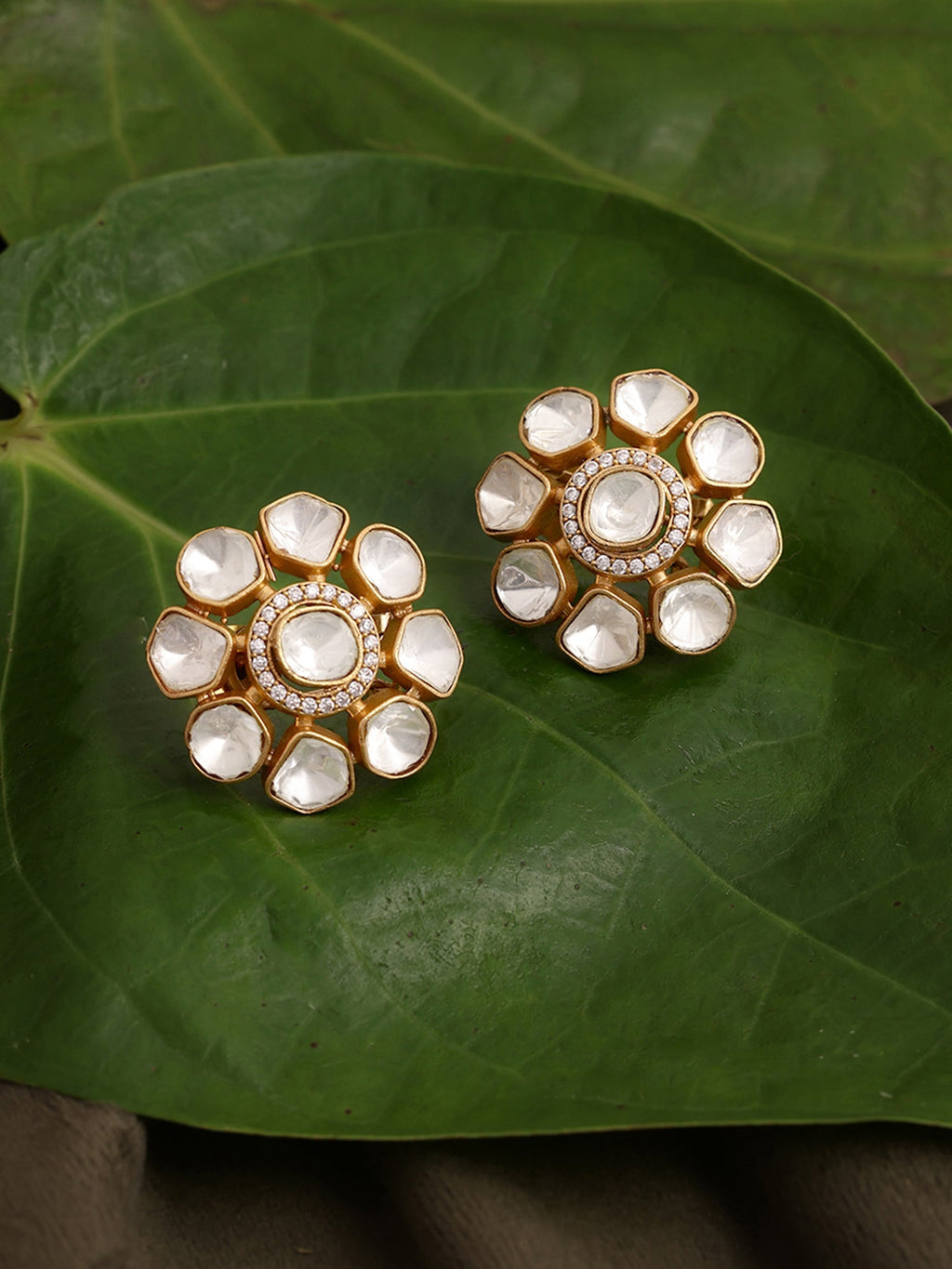 Oversized Kundan Studs - Ruby Raang - Distacart