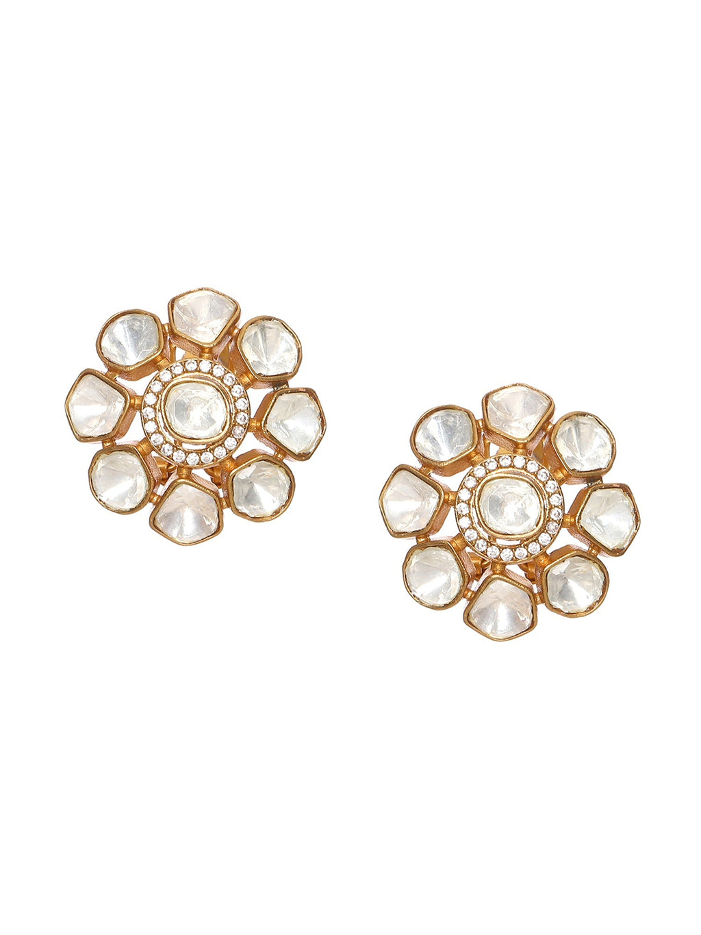 Oversized Kundan Studs - Ruby Raang - Distacart
