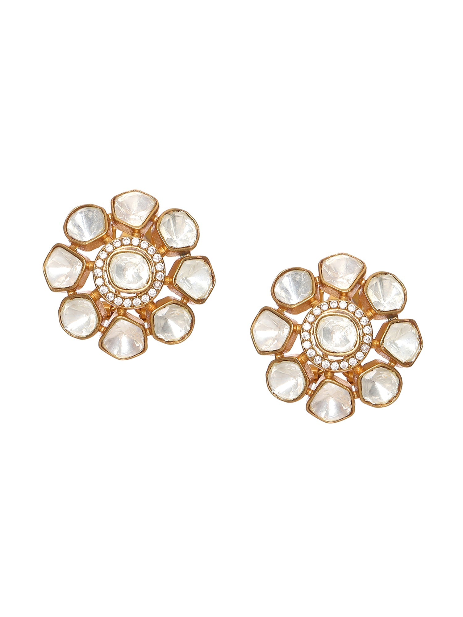 Oversized Kundan Studs - Ruby Raang - Distacart