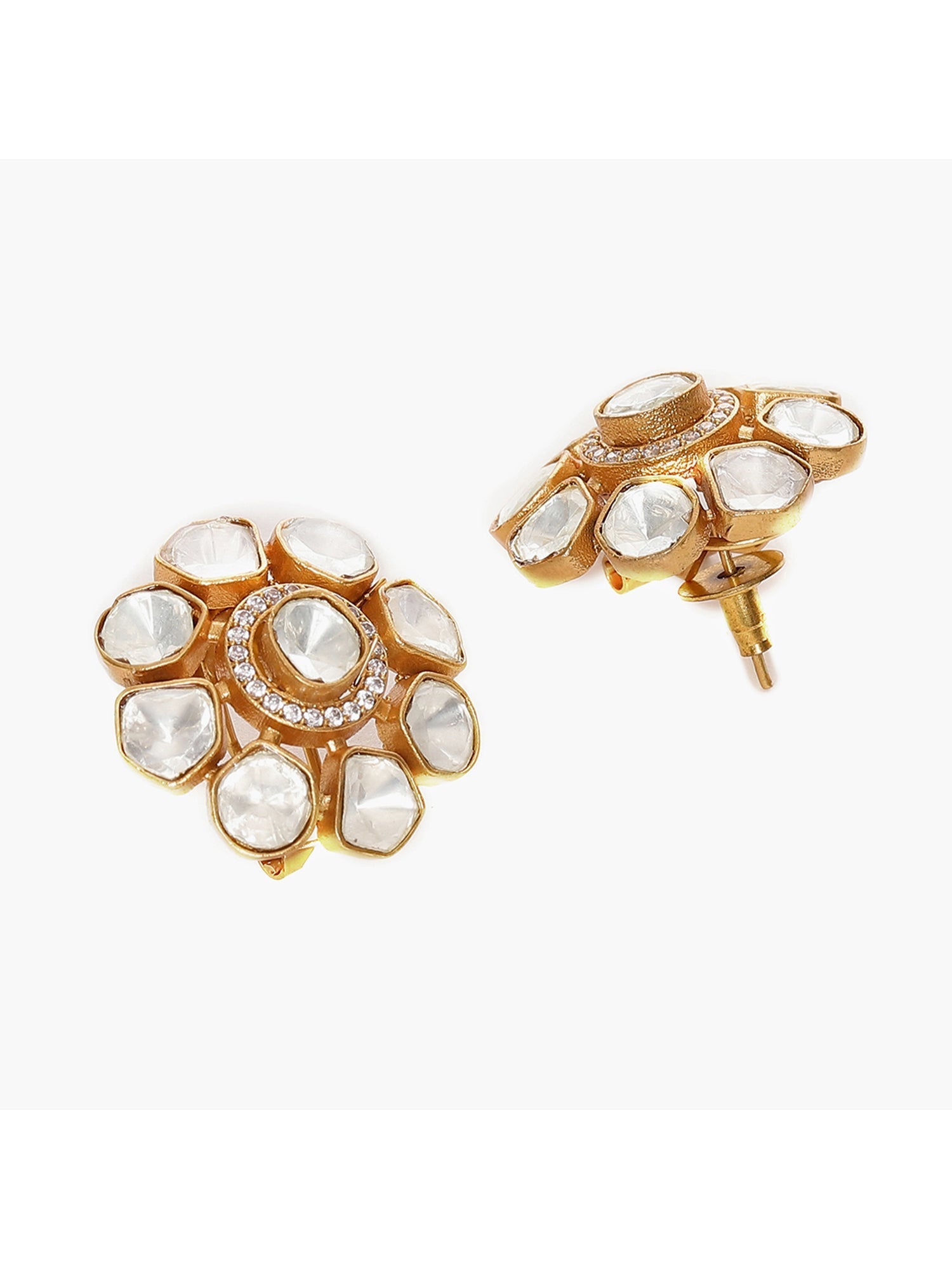Oversized Kundan Studs - Ruby Raang - Distacart