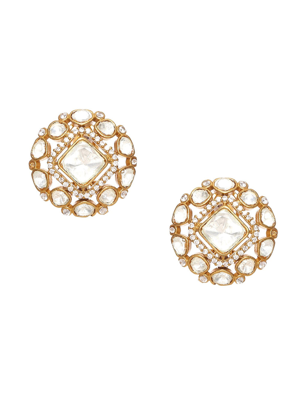 Kundan oversized Studs - Ruby Raang - Distacart