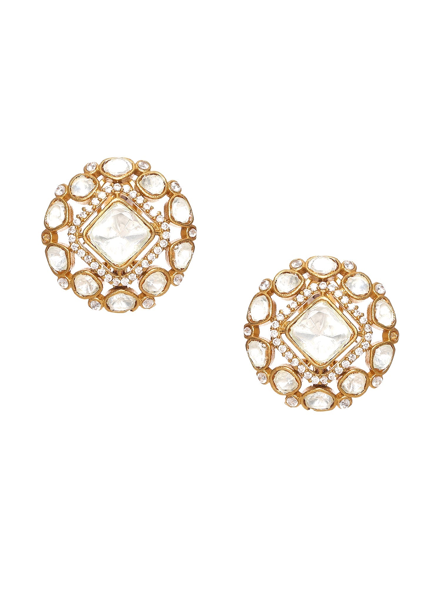 Kundan oversized Studs - Ruby Raang - Distacart