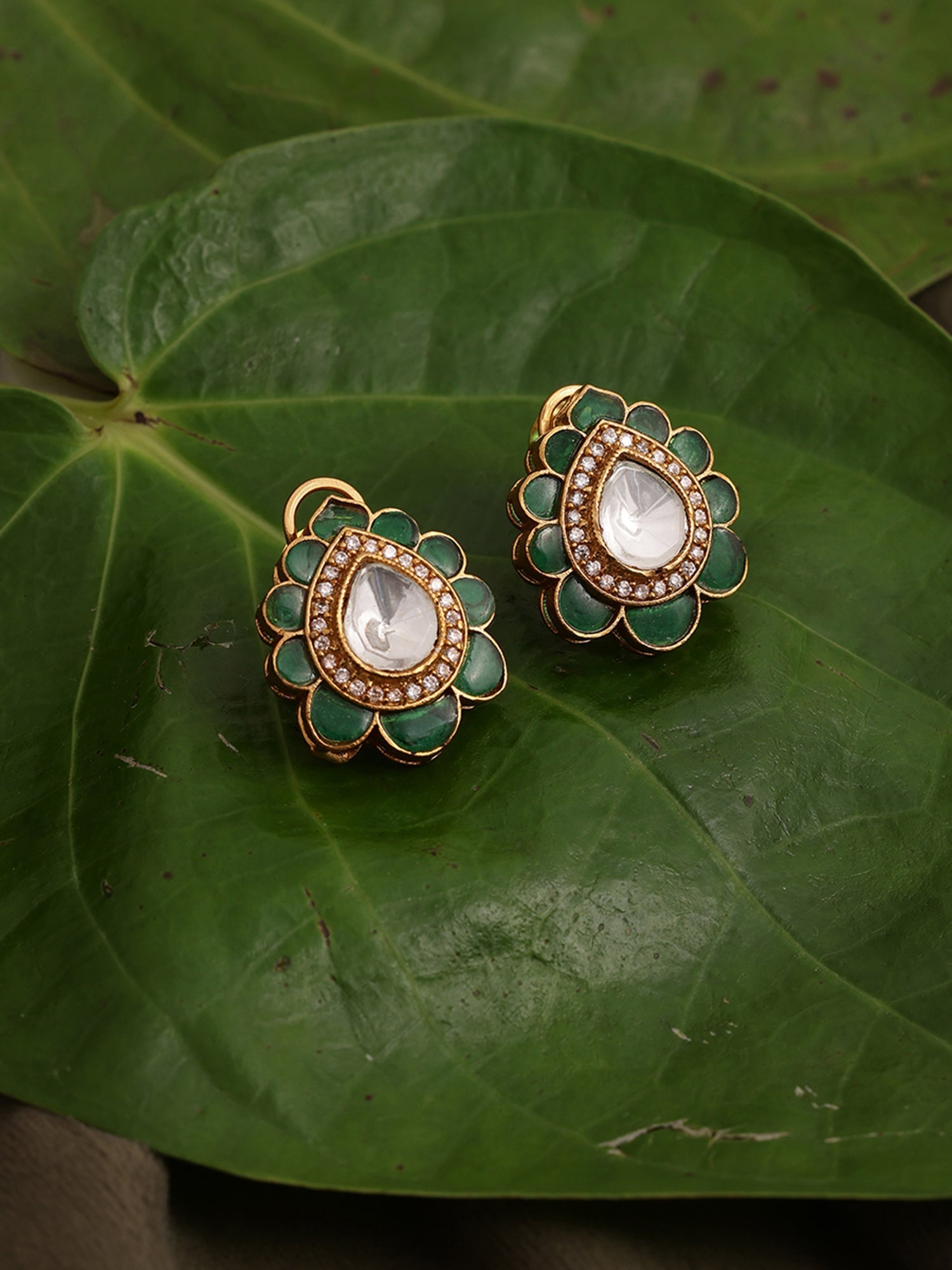 Teardrop Green Studs - Ruby Raang - Distacart