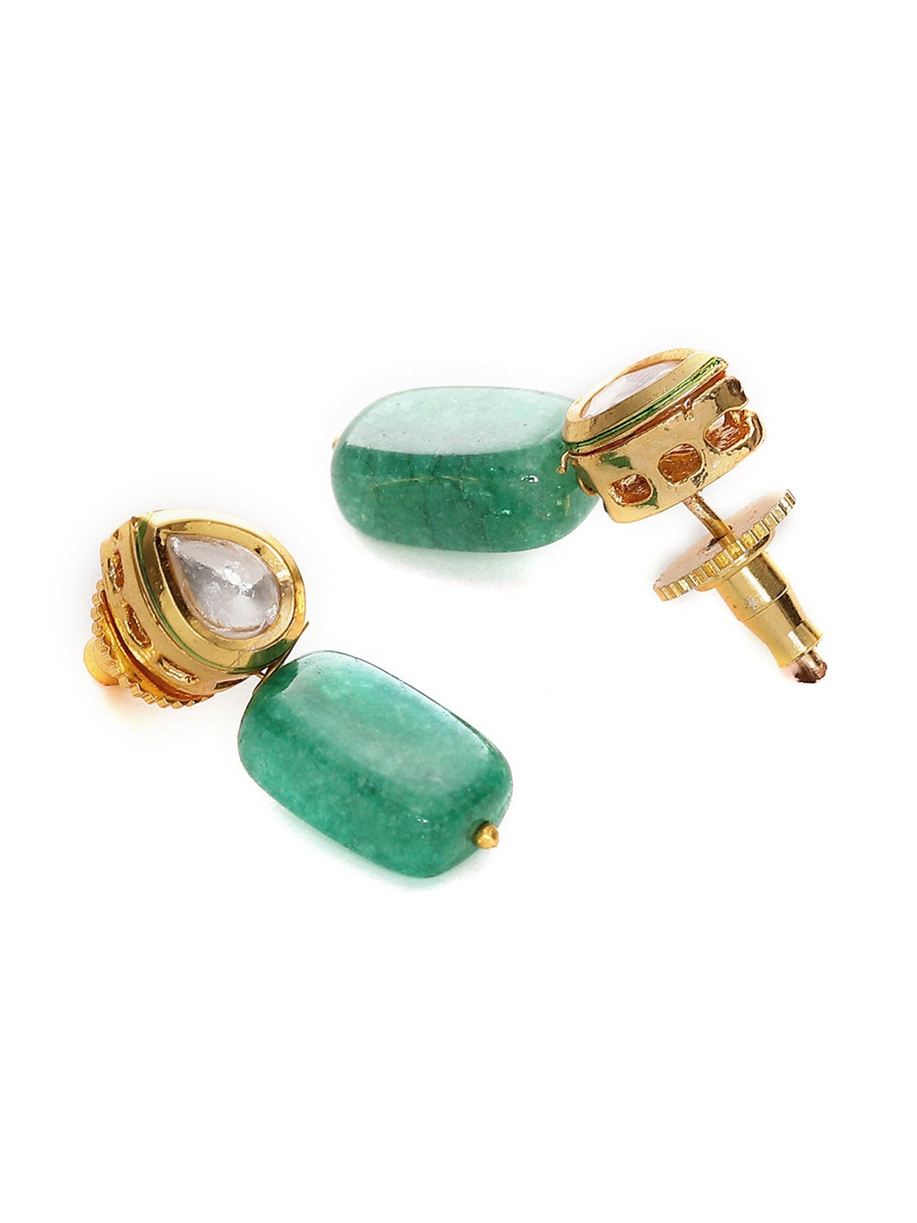 Kundan Studs with Green Stone - Ruby Raang - Distacart