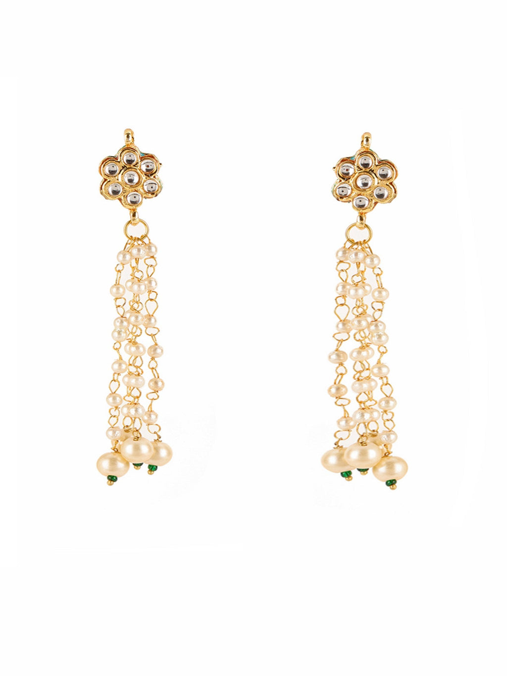 Long Dangler Kundan & Pearl Earrings - Ruby Raang - Distacart