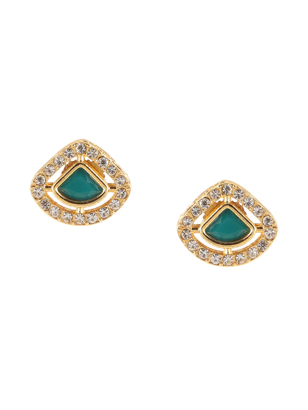 Kundan Studs with Green Stone - Ruby Raang - Distacart