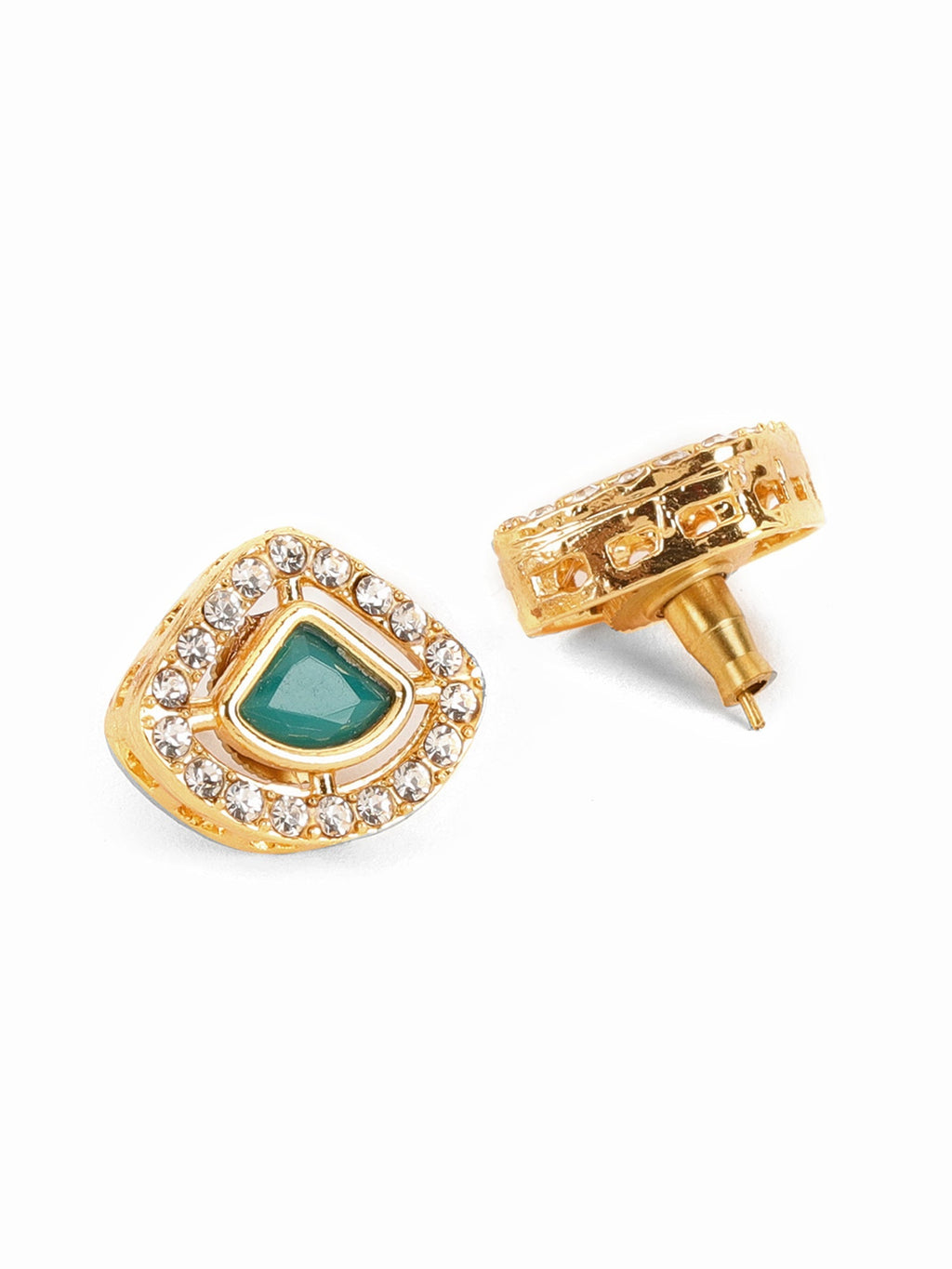 Kundan Studs with Green Stone - Ruby Raang - Distacart