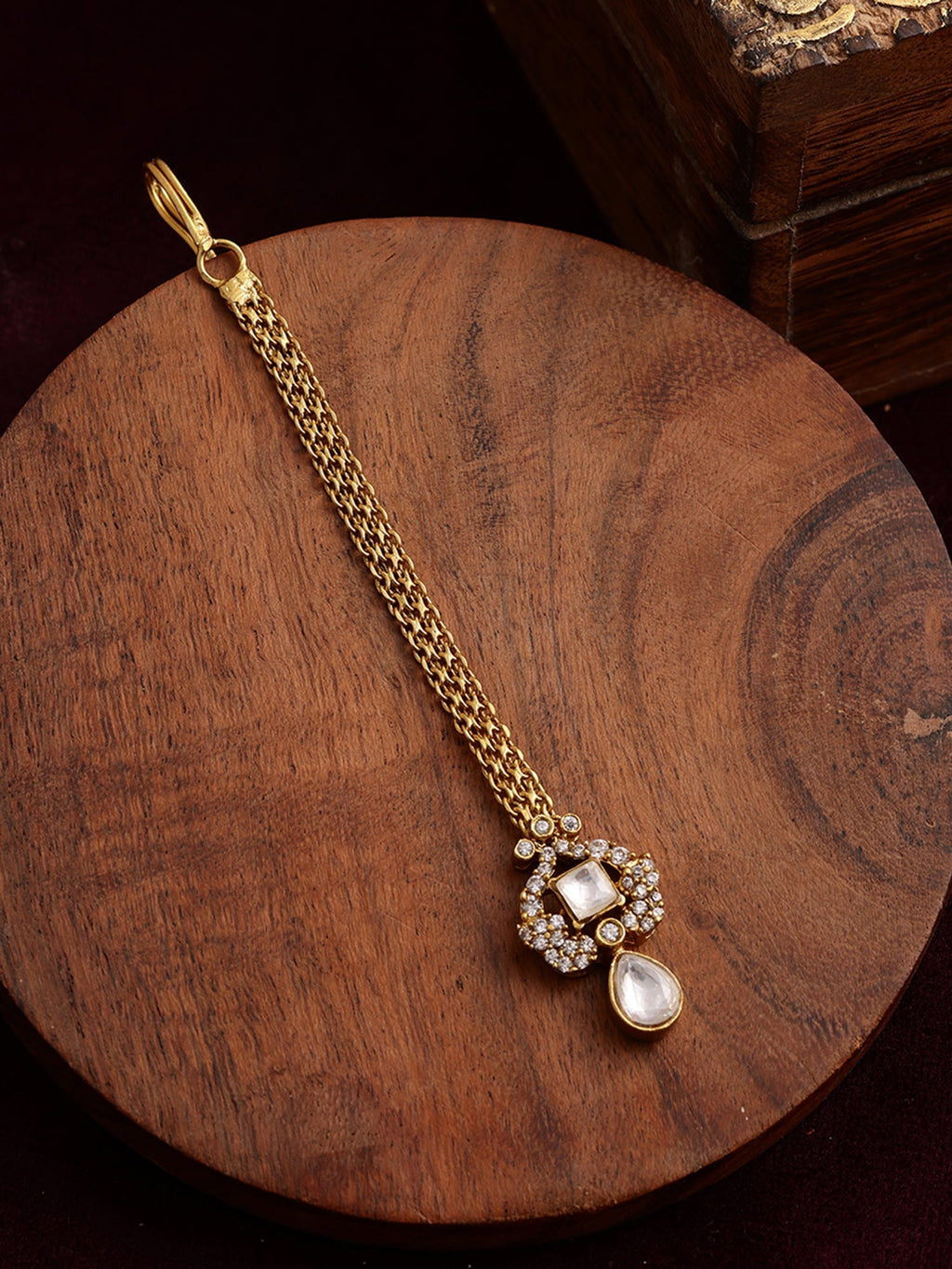 Kundan Maang Tikka with Diamonds - Ruby Raang - Distacart