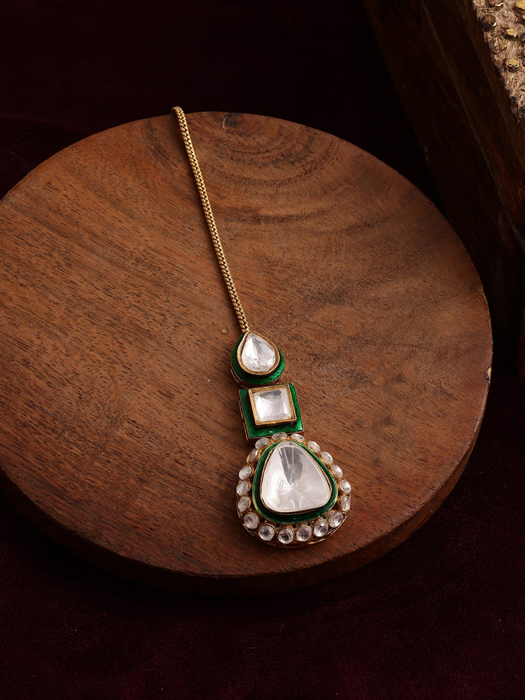 Kundan Maang Tikka with Meenakari - Ruby Raang - Distacart