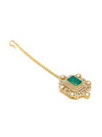 Kundan Maang Tikka with Diamonds & Emerald Stone - Ruby Raang - Distacart