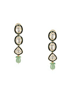 Long Meenakari Kundan Earrings with Emeralds - Ruby Raang - Distacart