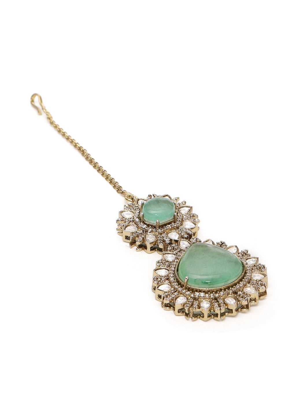Kundan Maang Tikka with Diamonds & Semi Precious Stone - Ruby Raang - Distacart