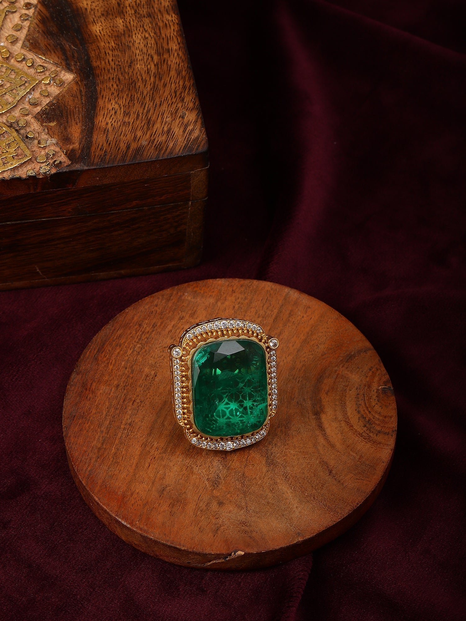 Oversized Emerald Cocktail Ring - Ruby Raang