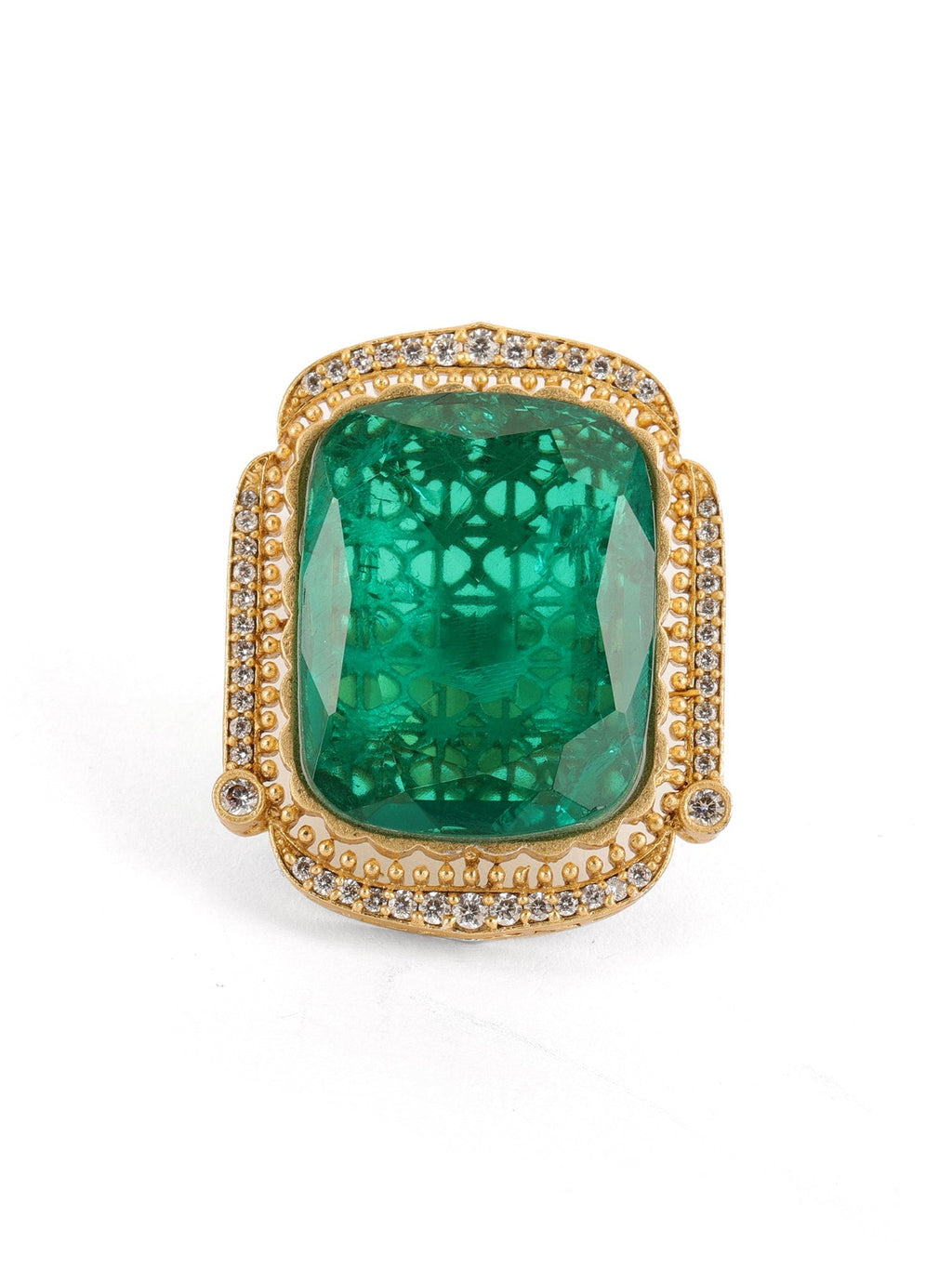 Oversized Emerald Cocktail Ring - Ruby Raang