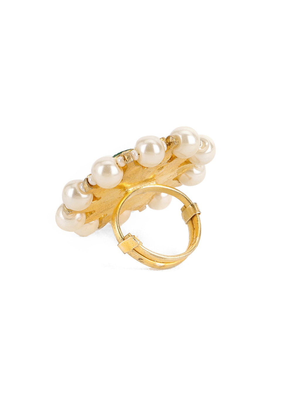 Oversized Round Cocktail Kundan Ring - Ruby Raang