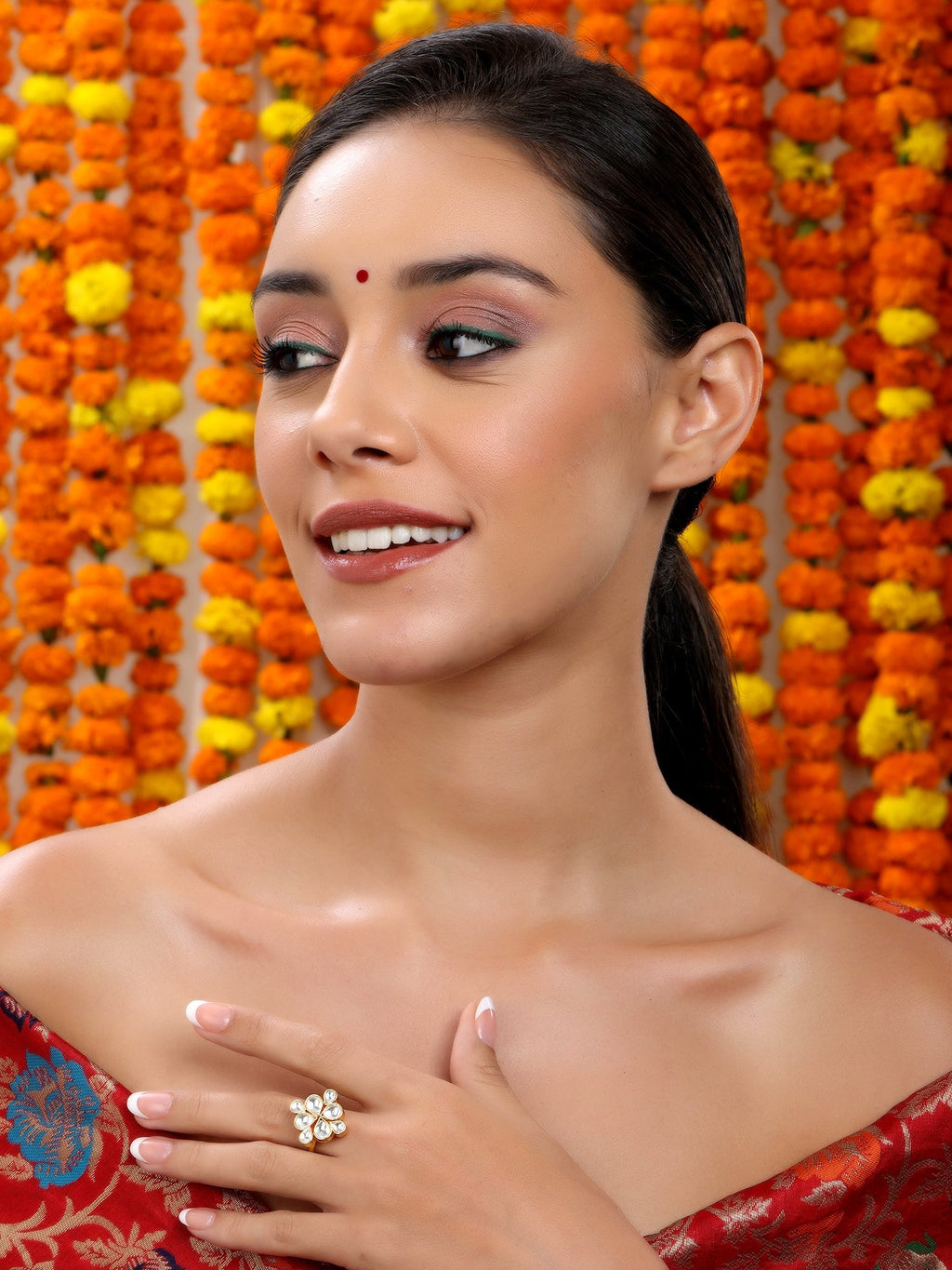 Kundan Ring - Ruby Raang