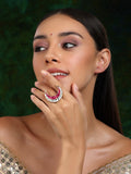 Half Moon Kundan Ring - Ruby Raang