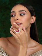 Half Moon Kundan Ring - Ruby Raang