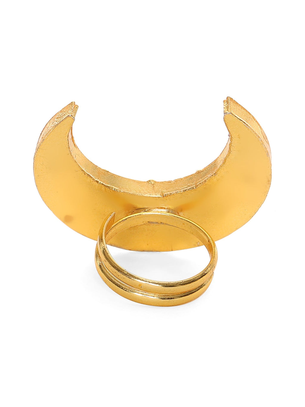 Half Moon Kundan Ring - Ruby Raang