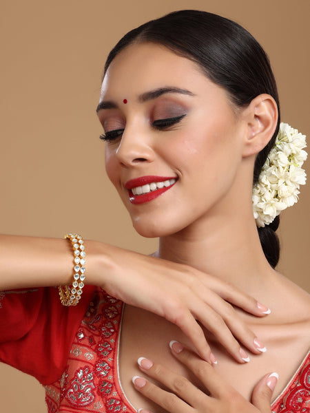 Kundan Bangles (set of 2) - Ruby Raang