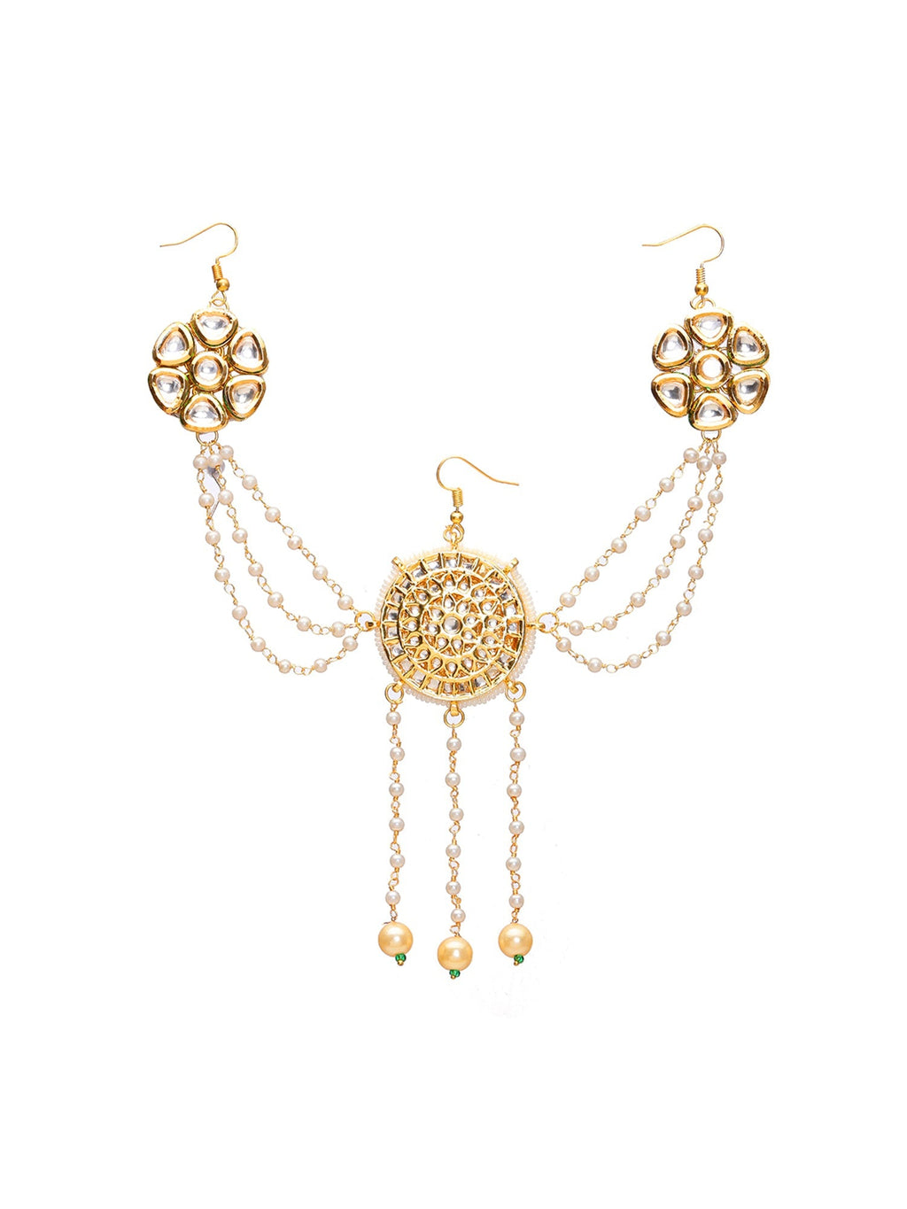 Kundan Juda Pin with Pearls - Ruby Raang