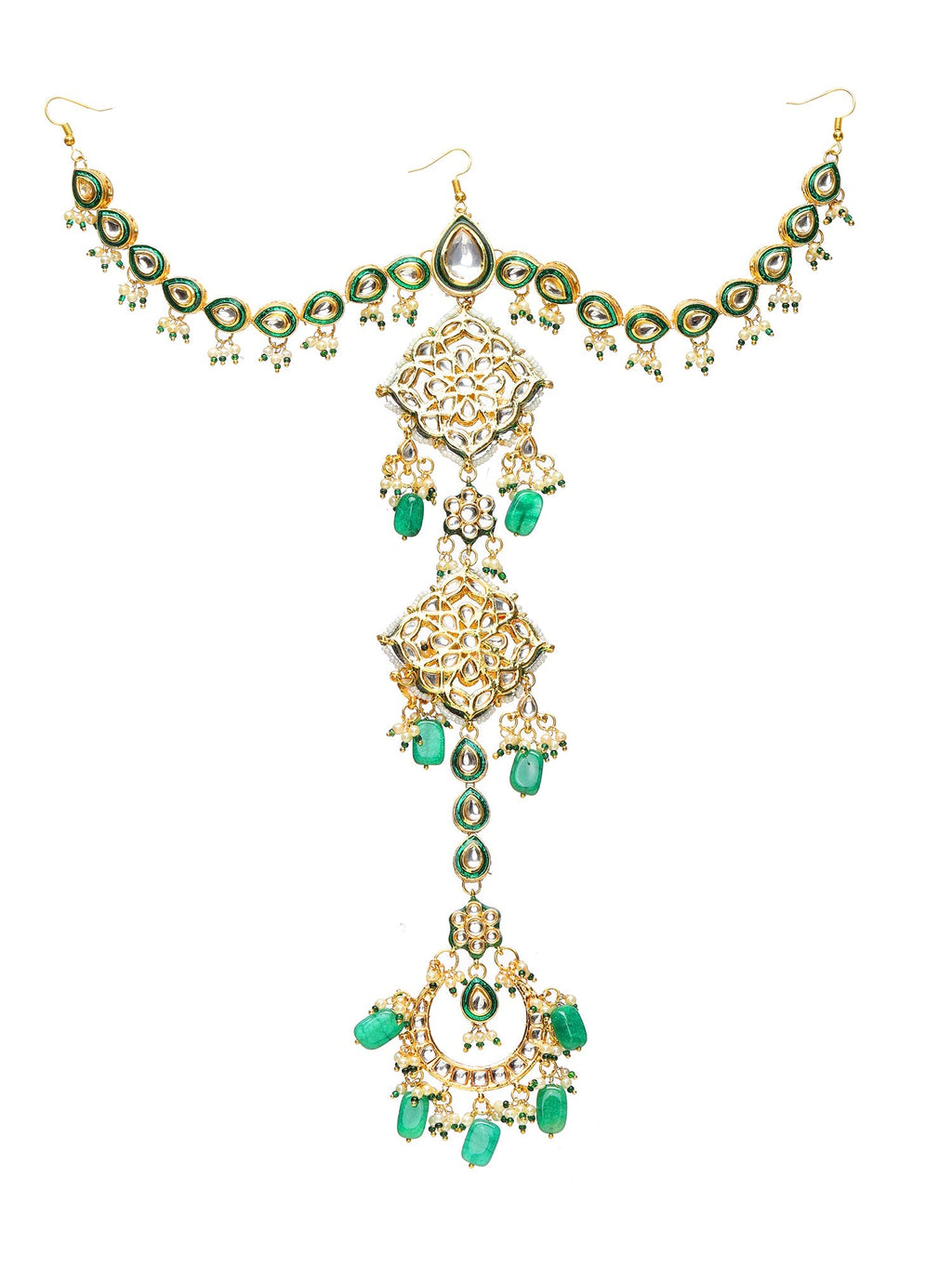 Kundan and Stone Hair Braid (Chotti) - Ruby Raang