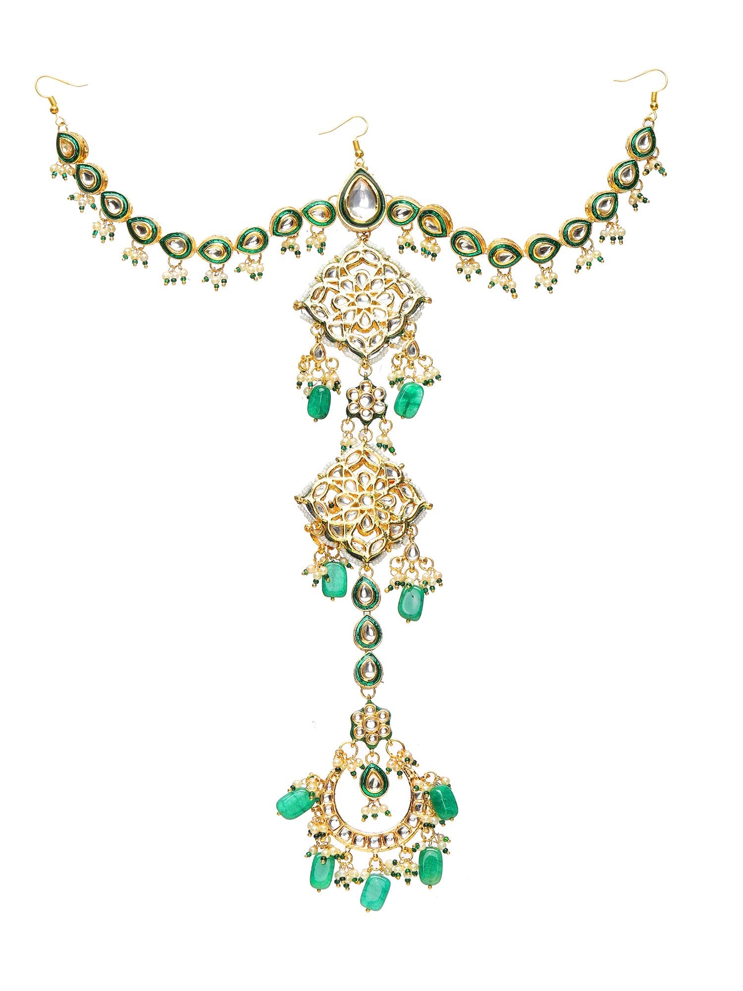 Kundan and Stone Hair Braid (Chotti) - Ruby Raang