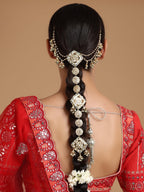 Kundan and Pearl Hair Braid (Chotti) - Ruby Raang