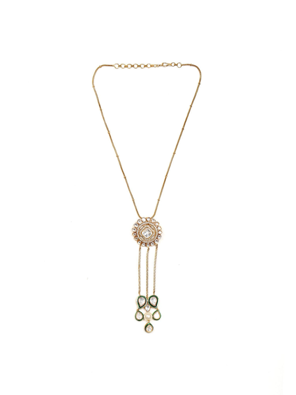 Kundan Long Necklace - Ruby Raang