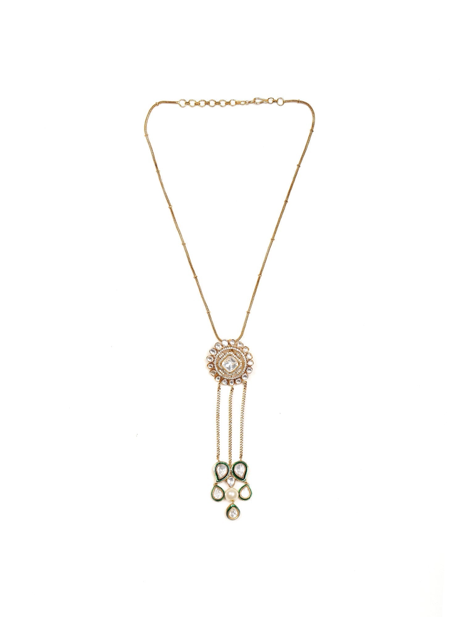 Kundan Long Necklace - Ruby Raang