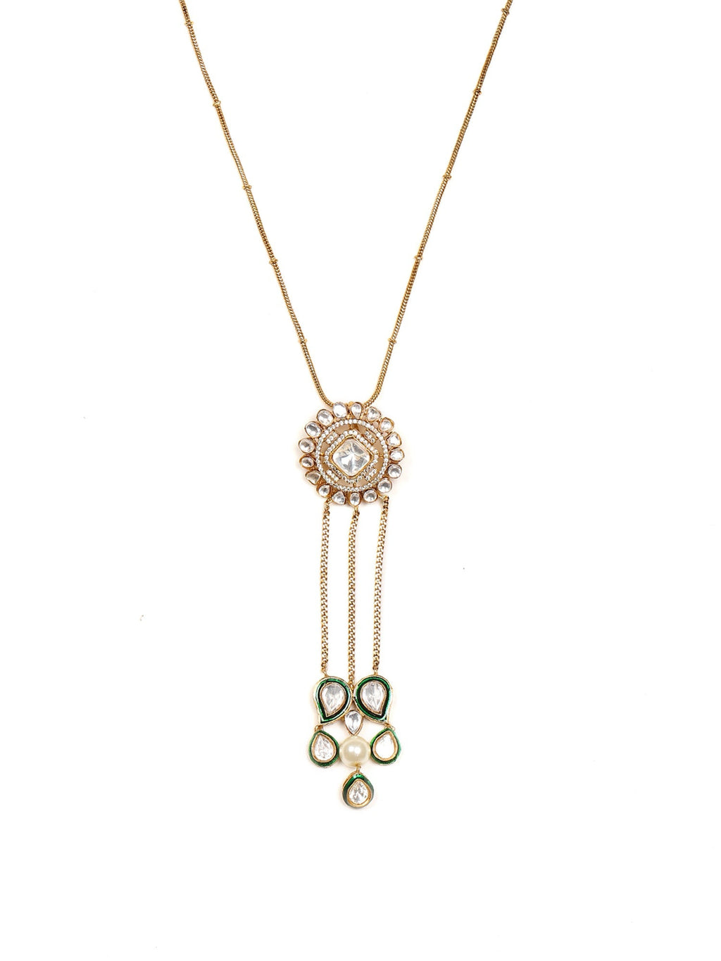 Kundan Long Necklace - Ruby Raang