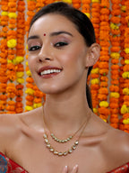 Double Layered Kundan Neckpiece - Ruby Raang