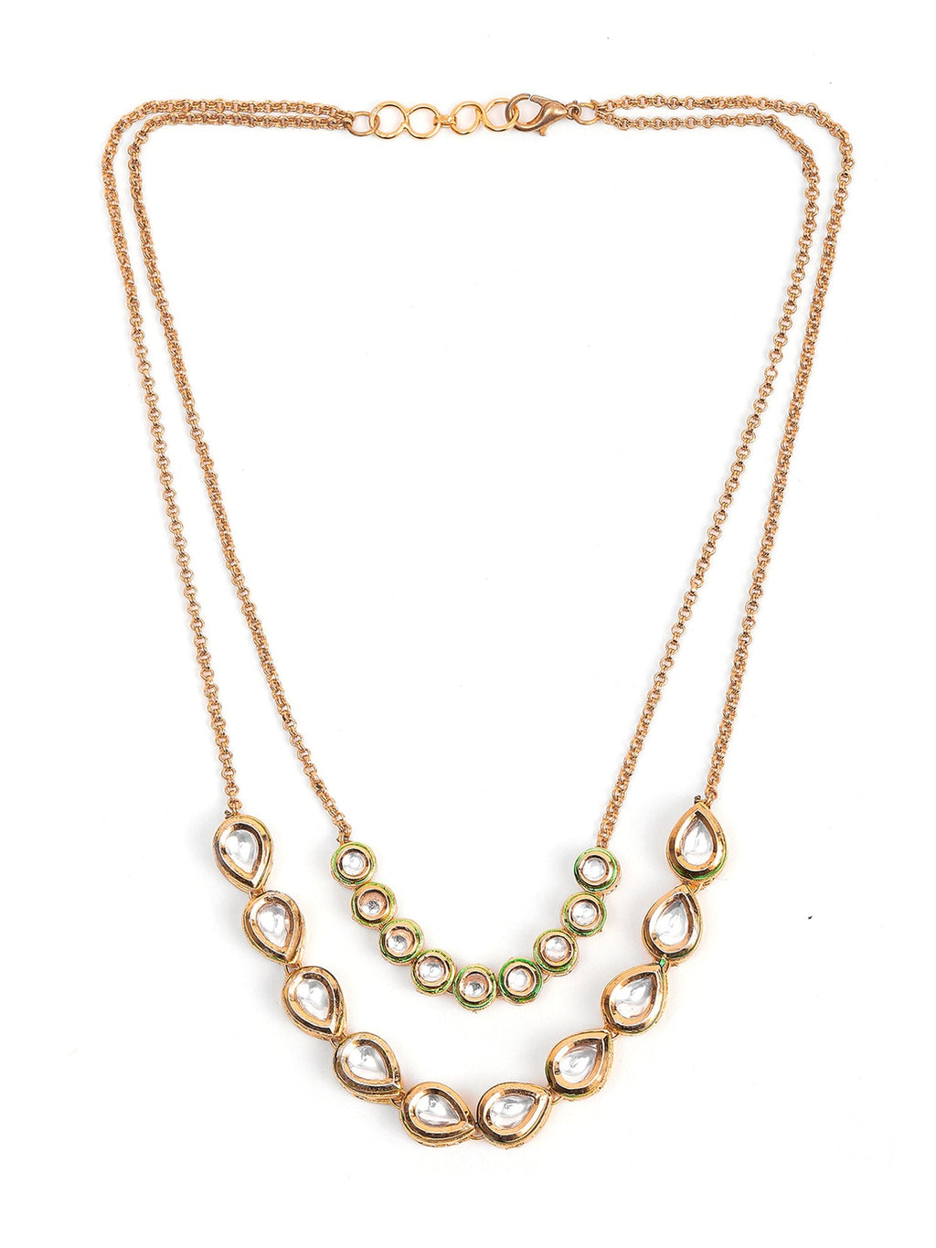 Double Layered Kundan Neckpiece - Ruby Raang