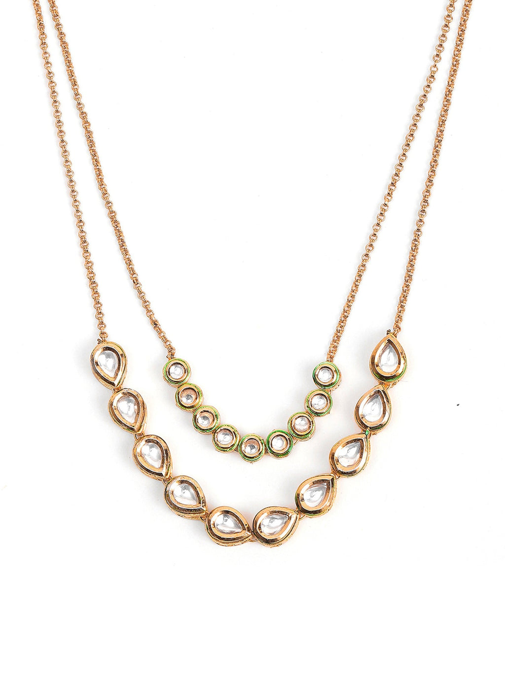 Double Layered Kundan Neckpiece - Ruby Raang
