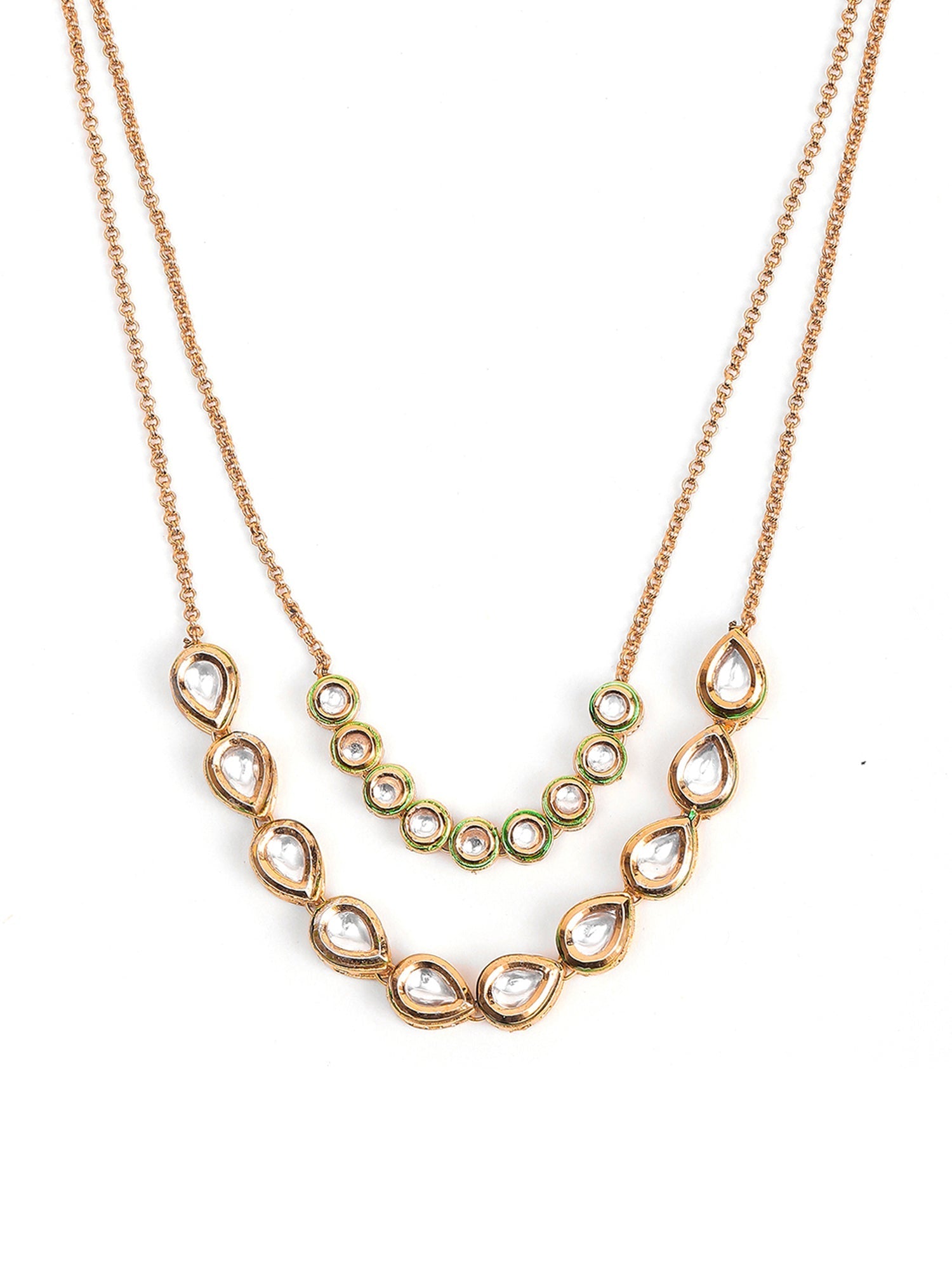 Double Layered Kundan Neckpiece - Ruby Raang