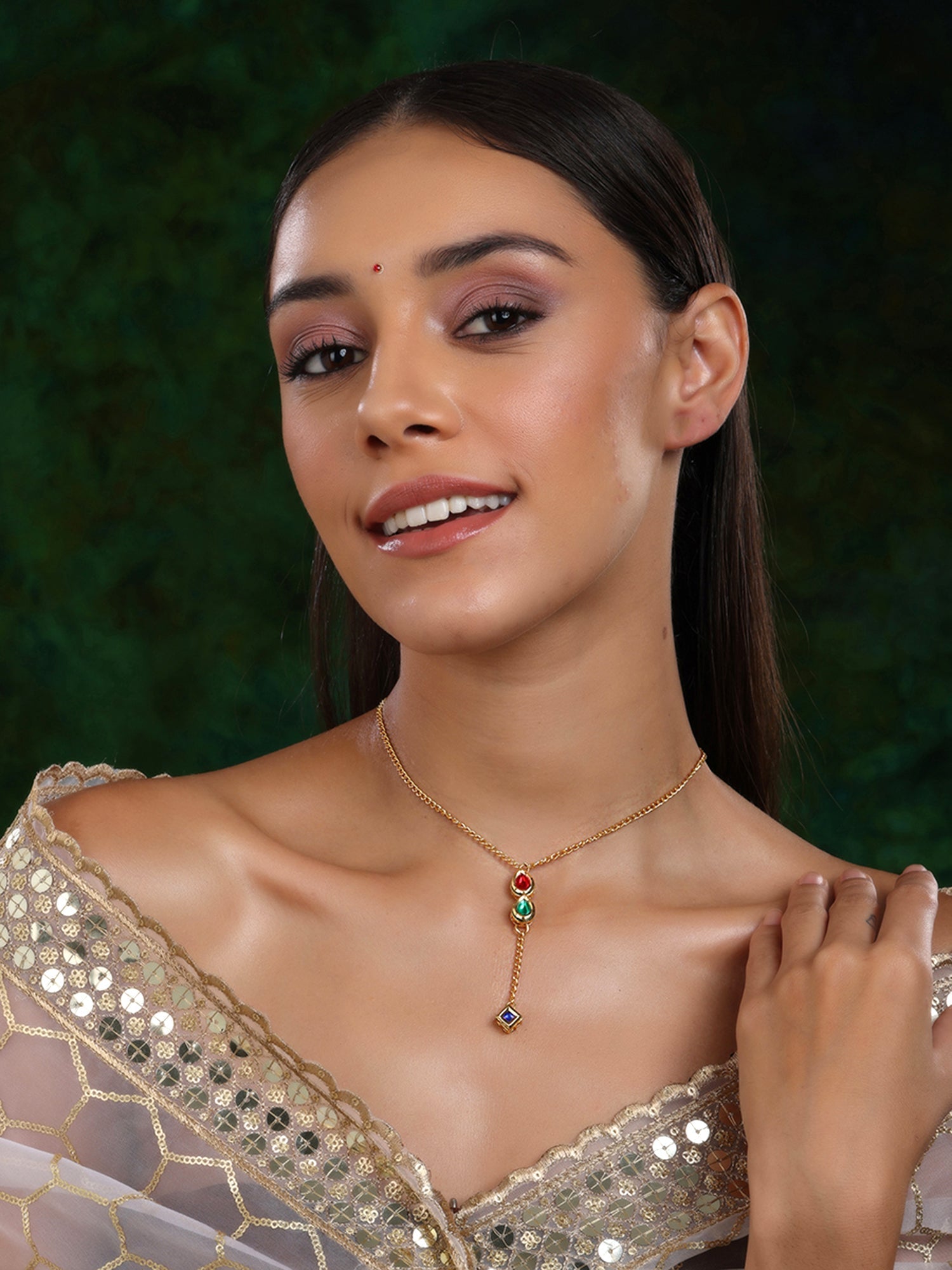 Multi Meenakari Kundan Necklace - Ruby Raang