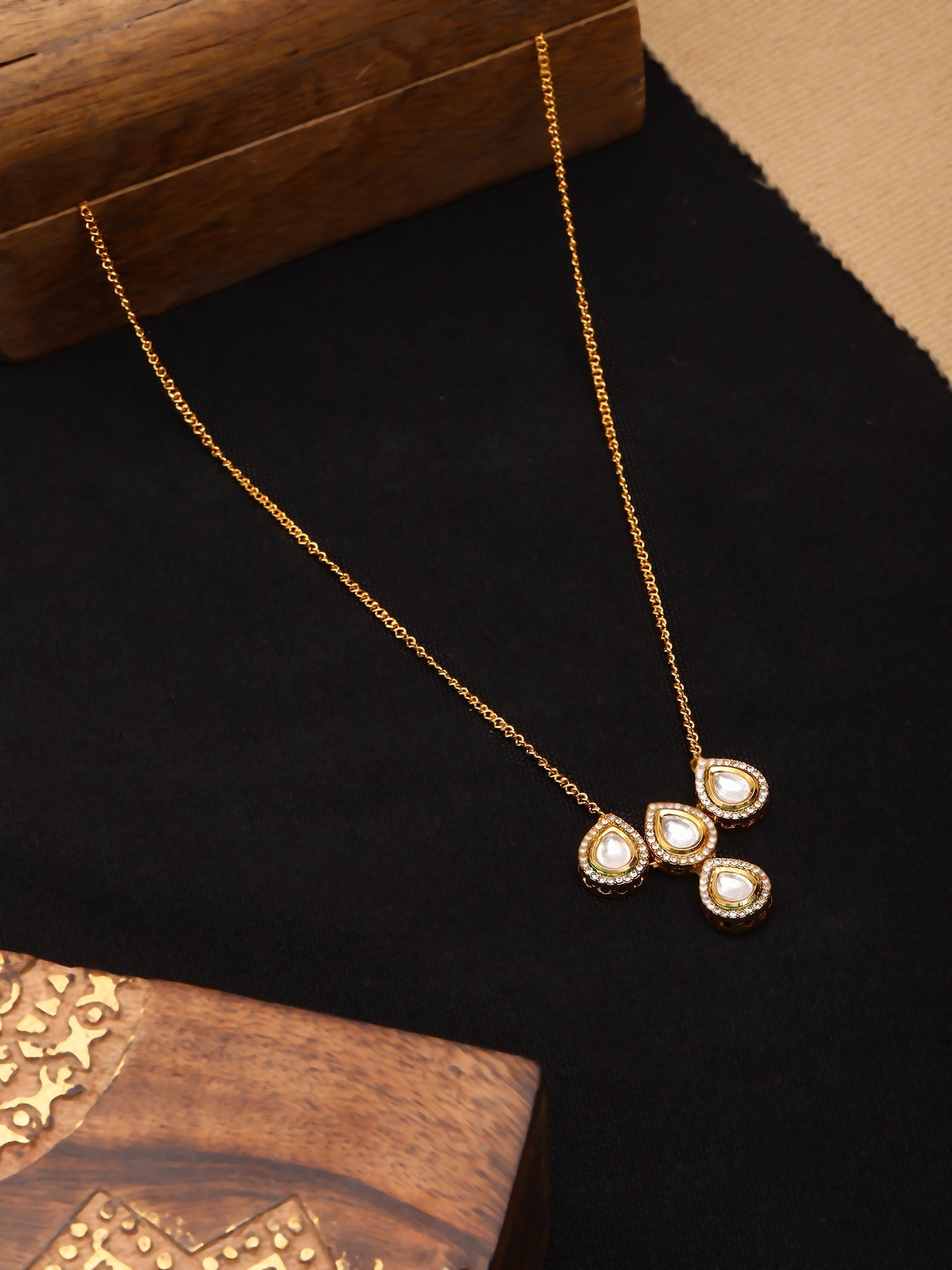 Kundan Golden Necklace - Ruby Raang